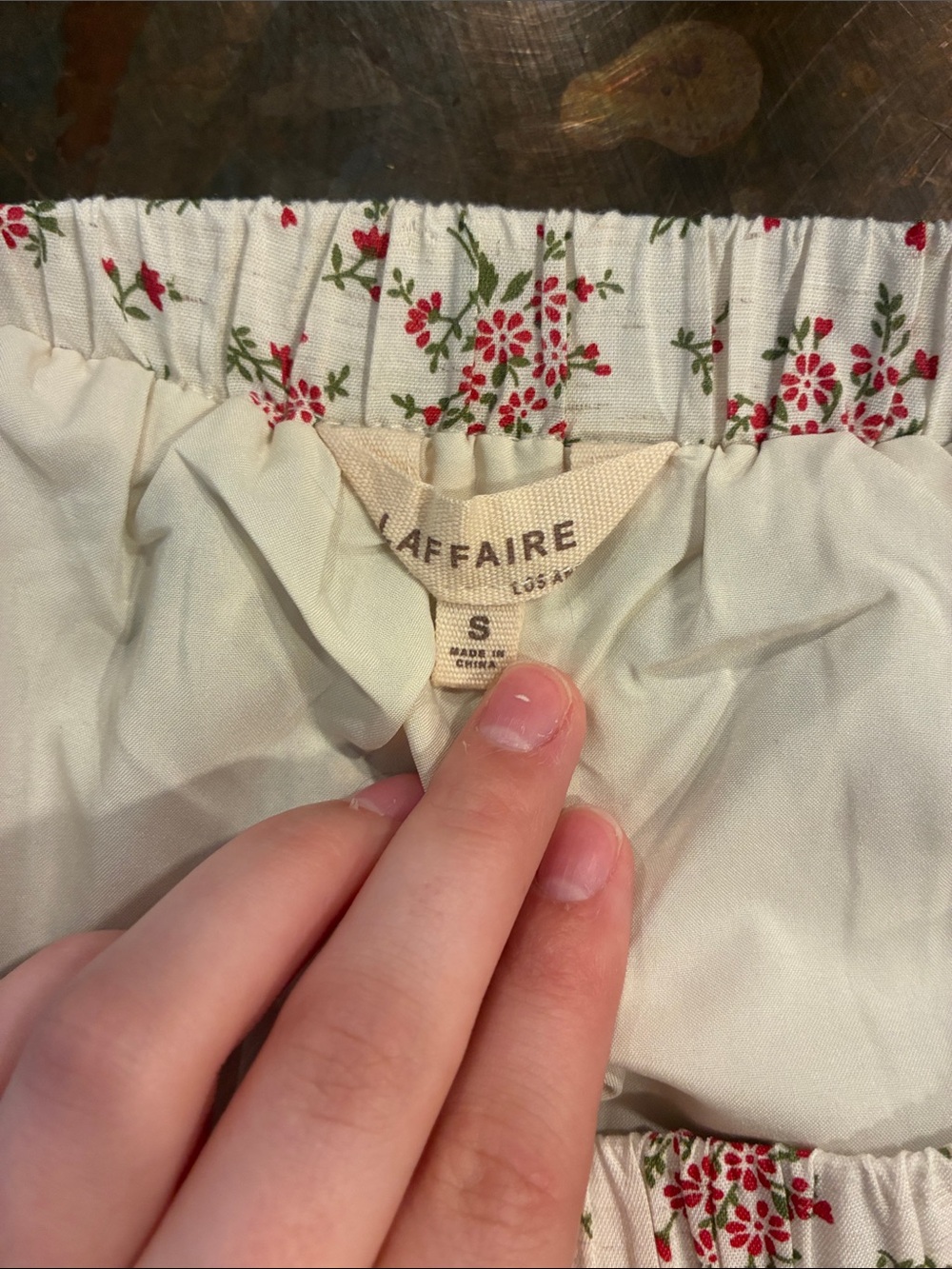 Laffaire Tiered Cream Floral Maxi Skirt cottagecore summer feminine - Picture 3 of 4